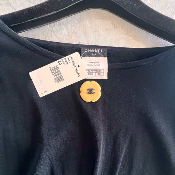 Vintage 2011 Chanel Black Dress Camellia Crystals Italy Size 40 - Picture 10 of 14